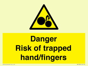 Danger Risk of trapped hand/fingers